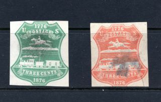 2 Us Sc U218 - U219 Cut Squares Embossed Postal Stationery 3 Cents 1876 Id 1677