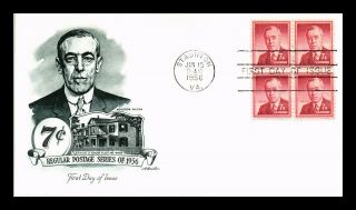 Dr Jim Stamps Us President Woodrow Wilson First Day Cover Block Scott 1040