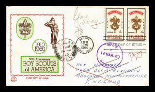 Dr Jim Stamps Canal Zone Boy Scouts Of America Tri Color First Day Cover Pair