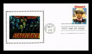 Dr Jim Stamps Us Stagecoach Classic Films First Day Cover Sticker Cachet