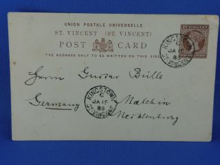 St.  Vincent Postal Stationery 1886 Kingston To Germany Penny Halfpenny (n8/74)