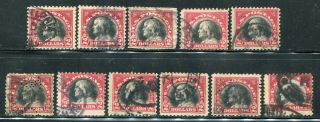 Eleven 1920 U.  S.  Scott 547 Two Dollar Franklin Stamps