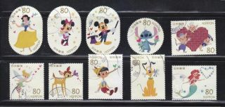 Japan 2012 Disney Character Greeting 80 Yen Comp.  Set Of 10 Stamps In Fine