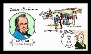 Dr Jim Stamps Us Collins Hand Colored Presidents Fdc James Buchanan Cover
