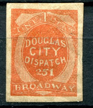 (907) Good U.  S.  Local " Douglas City Dispatch " 1c Orang M.  Mh S 59l4