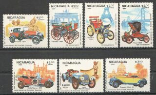 A778 1984 Nicaragua Transport History Cars Antique Automobiles 1set Mnh