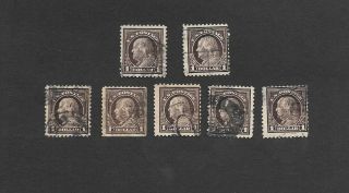 Us Stamps Sc 518 Benjamin Franklin $1 (7) Perf 11 1917 - 19