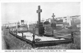 Graves Of The British Soldiers Killed In Falkland Islands Battle 1914 Postcard