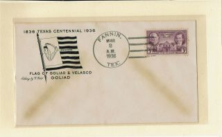 776 Texas Centennial Pabst Engraving 1936 Fdc Fannin Alternate City Goliadflag