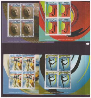 Gibraltar Mnh 2003 Europa Poster Art Set Blocks Stamps
