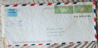Us,  2x Scott C9 On Examined,  Airmail Cover,  From Boston To Chile,  1942