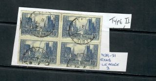France,  1929 - 1933 From Set Exhibition Le Havre 10f Block Of 4