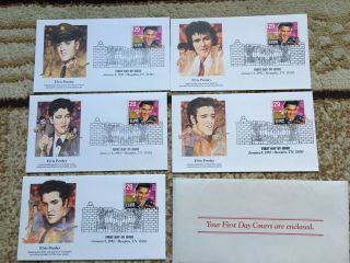 Elvis Presley The King Set Of 5 First Day Covers - Issued Jan 8,  1993 Memphis Tn