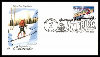 Mayfairstamps Us Fdc 2002 Colorado Cross Country Skiing Art Craft Wwb_14671