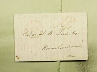 Dr Who 1834 Boston Ma Stampless F/l Paid 10c To Kennebunkport Me E67330