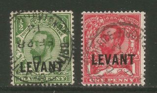 Great Britain 1911 - 12 Levant King George V Set Of 2 (35 - 36)