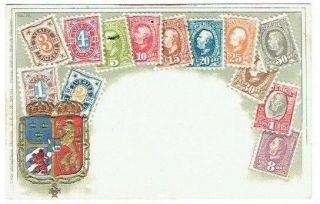 Embossed Stamp Postcard Sverige / Sweden Ottmar Zieher Munich Vintage 1900 - 05