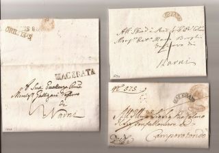 Italy - Macerata - 3 Early (1824/1830/1848) Fl Stampless Covers -
