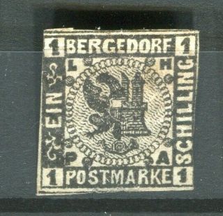 German Bergedorf; 1850s Early Classic Imperf Issue Hinged 1s.  Value