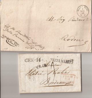 Italy/france - 2 Complete Fl (stampless Covers) - 1822/1858 - Complete/nice