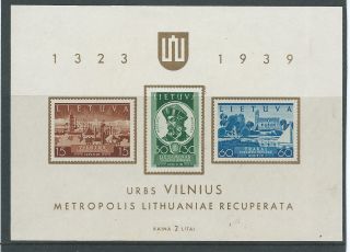 Russia Lithuania 1939 Minisheet Mnh Fresh Looking