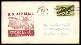 Mayfairstamps Us First Flight Cover 1946 Worcester Ma Wwb64533