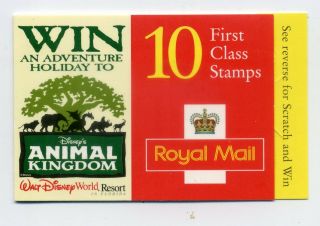 Uk Royal Mail First Class X 10 Booklet 1997/98 Win Holiday Disney Animal Kingdom