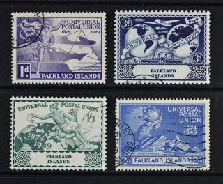 Falkland Islands,  Kgvi,  1949,  Upu Set Of 4 Stamps,  Cat £16.