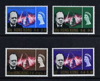 Hong Kong,  Qeii,  1966 Churchill,  Set Of 4 Stamps,  Um,  Cat £35.