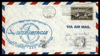 Mayfairstamps 1947 First Flight Cover Miami Florida - Baires Argentina Fca2425