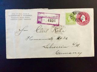 Us Registered Cover To Germany Unusual Use 13¢ Prexie Stamp Carson City Ore 1923