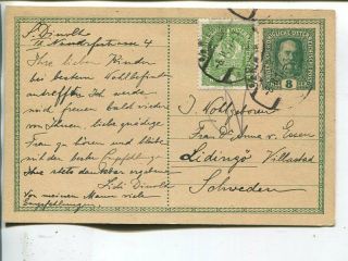 Austria Uprated Postal Card To Sweden 8.  2.  1917