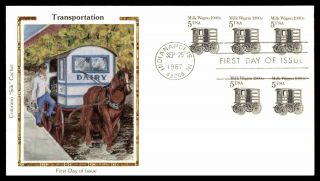 Mayfairstamps Us Fdc 1987 Transportation Series Indianapolis Milk Wagon Colorano