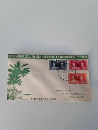 Rare Cook Islands South Sea Islands 1937 Gv1 Coronation First Day Cover.