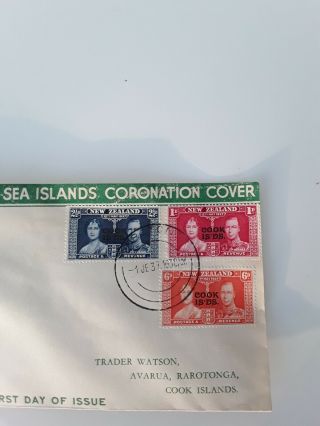 Rare Cook Islands South Sea Islands 1937 GV1 Coronation first day cover. 2