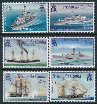 2001 Tristan Da Cunha Royal Navy Ships Set Of 6 Fine Mnh