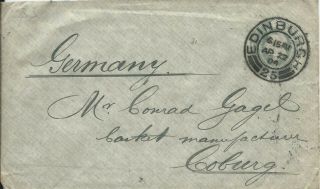 Gb 1904 2d Blue Embossed P/s Cover From Edinburgh To Coburg Germany
