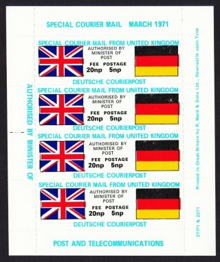 Post Strike 1971 Special Courier Sheet 6 Coloured Flags Um - Cinderella