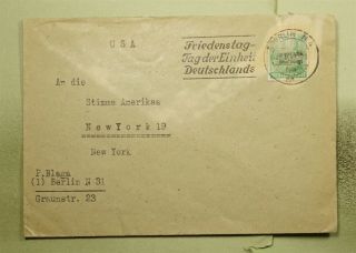 Dr Who 1949 Germany Berlin Soviet Zone Ovpt Slogan Cancel To Usa E41700
