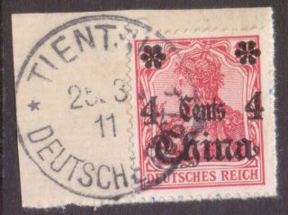 Germany China Postmark / Cancel " Tientsin Deutsche Post " 1911