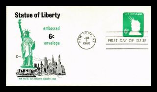 Dr Jim Stamps Us Statue Of Liberty 6c Embossed Fdc Postal Stationery Cover Craft