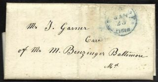 1848 Folded Letter Cover Philadelphia To Garner C/o Benzinger In Baltimore