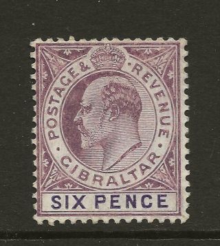Gibraltar 1904 - 08 Edvii Sg60a 6d Dull Purple And Violet Fine Hinged Cat £32