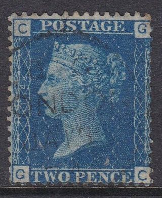 Gb 1858 - 76 2d Blue Plate 14,  London 1874 Cds,  Cat £38,