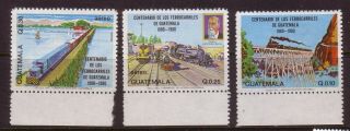 Rail/trains Thematic Stamps - Guatemala,  3 Stamps Muh,  Centenary Of Railway