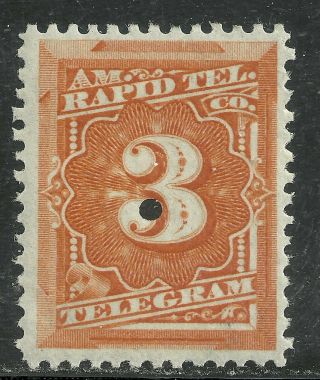 Us Revenue Telegraph Stamp Scott 1t2 - 3 Cent American Rapid Tele.  Co.  Mnh 3