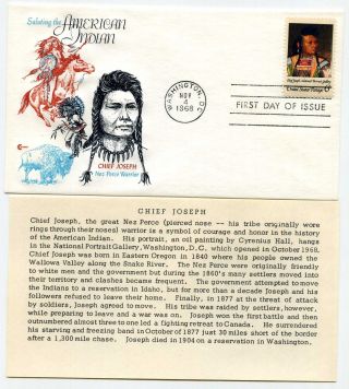 1364 American Indian Chief Joseph Cover Craft Cachets,  Ccc,  Fdc