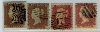 Gb Qv 1d Red Group Of Four 1840 