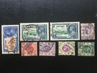 Hong Kong Group Of 8 Stamps With China Canton & Swatow Steamer Box Markings