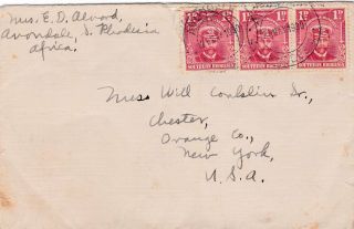 Southern Rhodesia 1930 Admirals Cover At 3d Rate Posted To The Usa 58